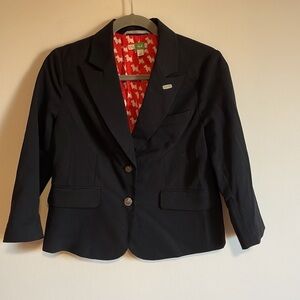 Anthropologie ETT twa Professoressa Blazer 4 Navy Blue Red Scottie Dog Suit